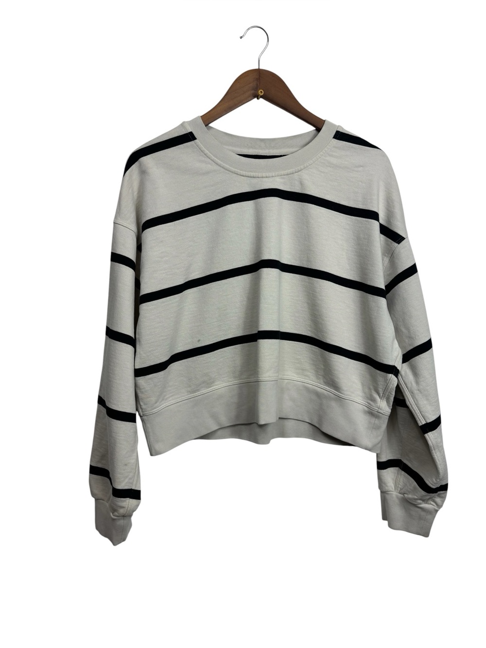 Lululemon Perfectly Oversized Cropped Crew with Black Stripes Size 8/10